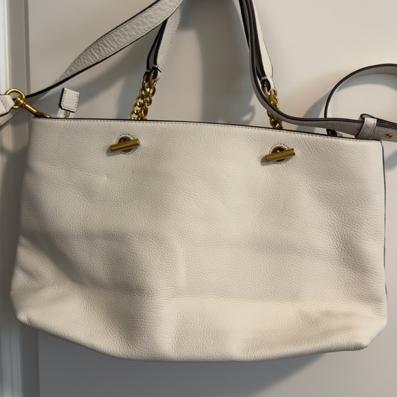 Tory Burch Chelsea Pebbled Leather Satchel. White with Gold Hardware. - Picture 4 of 16